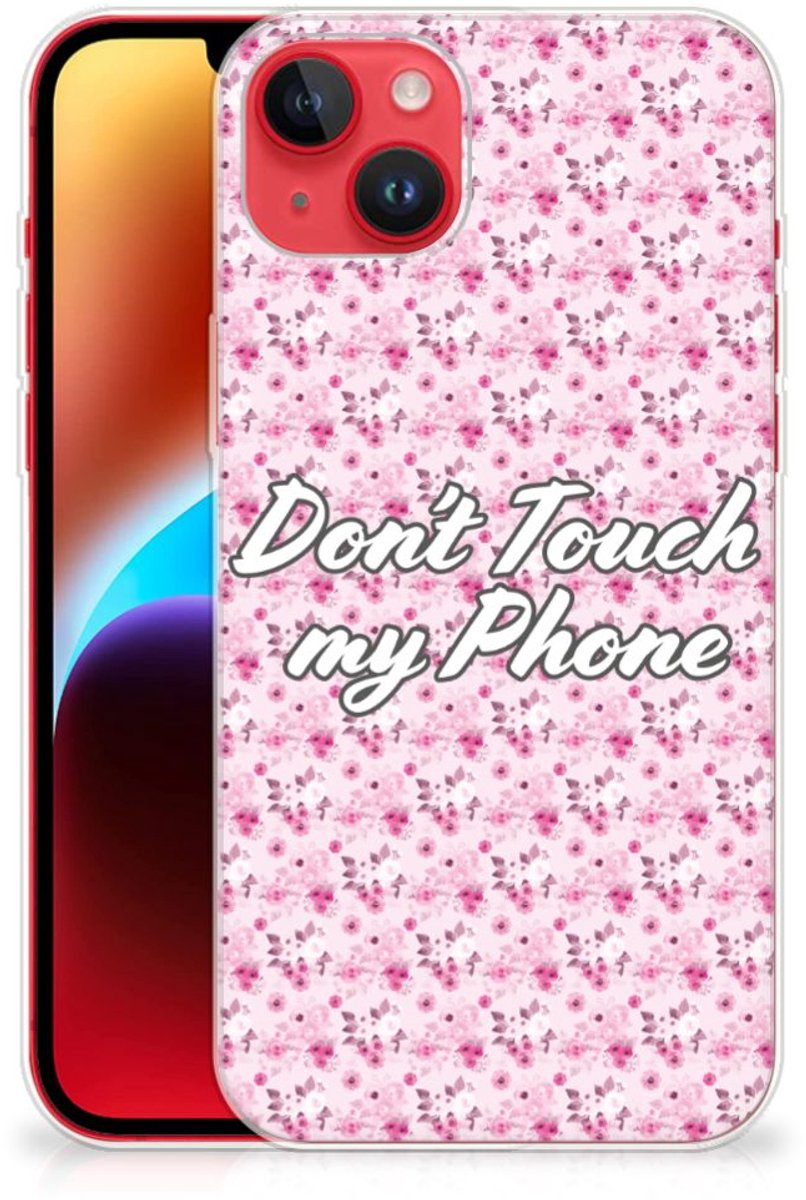 iPhone 14 Plus Silicone-hoesje Flowers Pink DTMP