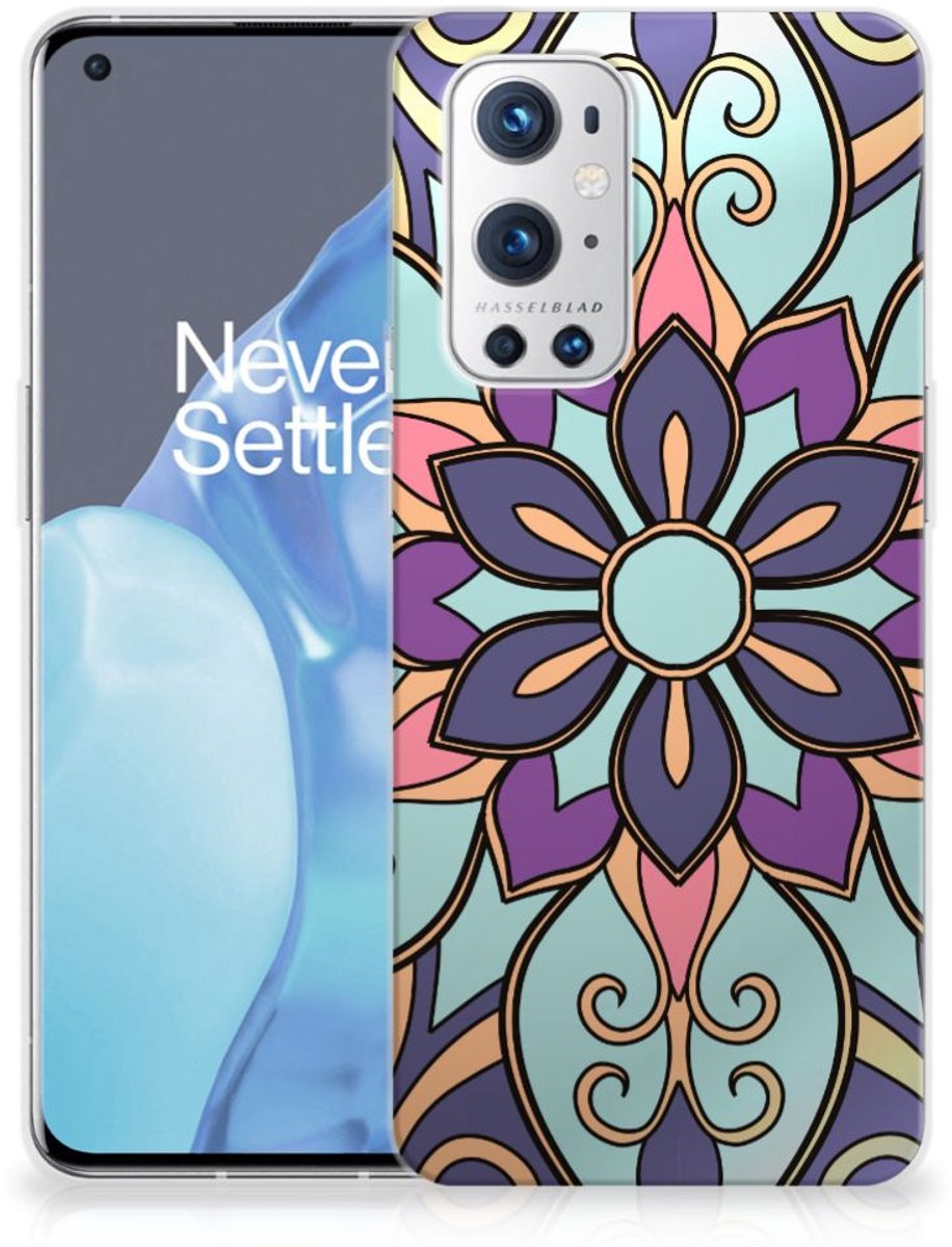 Back Cover voor OnePlus 9 Pro TPU Case Purple Flower