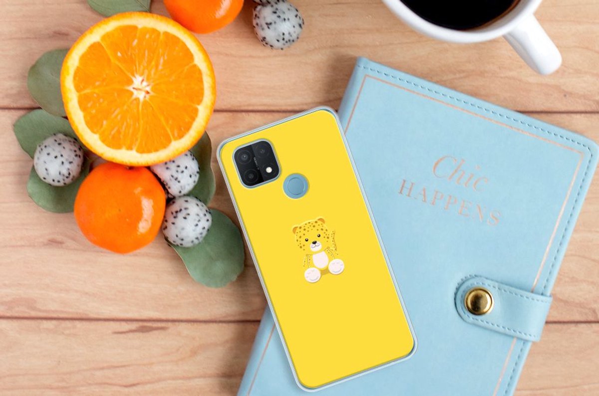 OPPO A15 Telefoonhoesje met Naam Baby Leopard