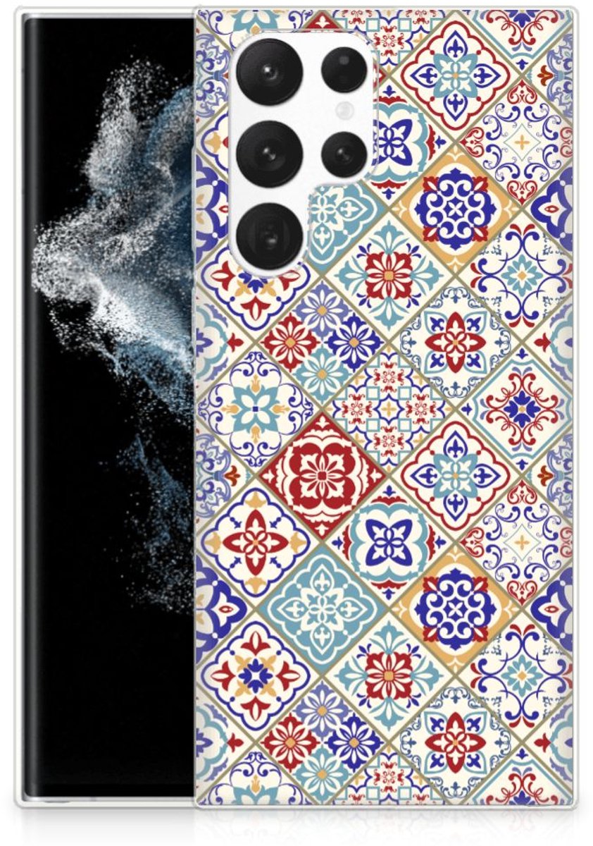 Samsung Galaxy S22 Ultra TPU Siliconen Hoesje Tiles Color