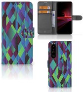 PU Cuir Premium Flip Case pour Sony Xperia 1 III Coque Résumé Vert Bleu