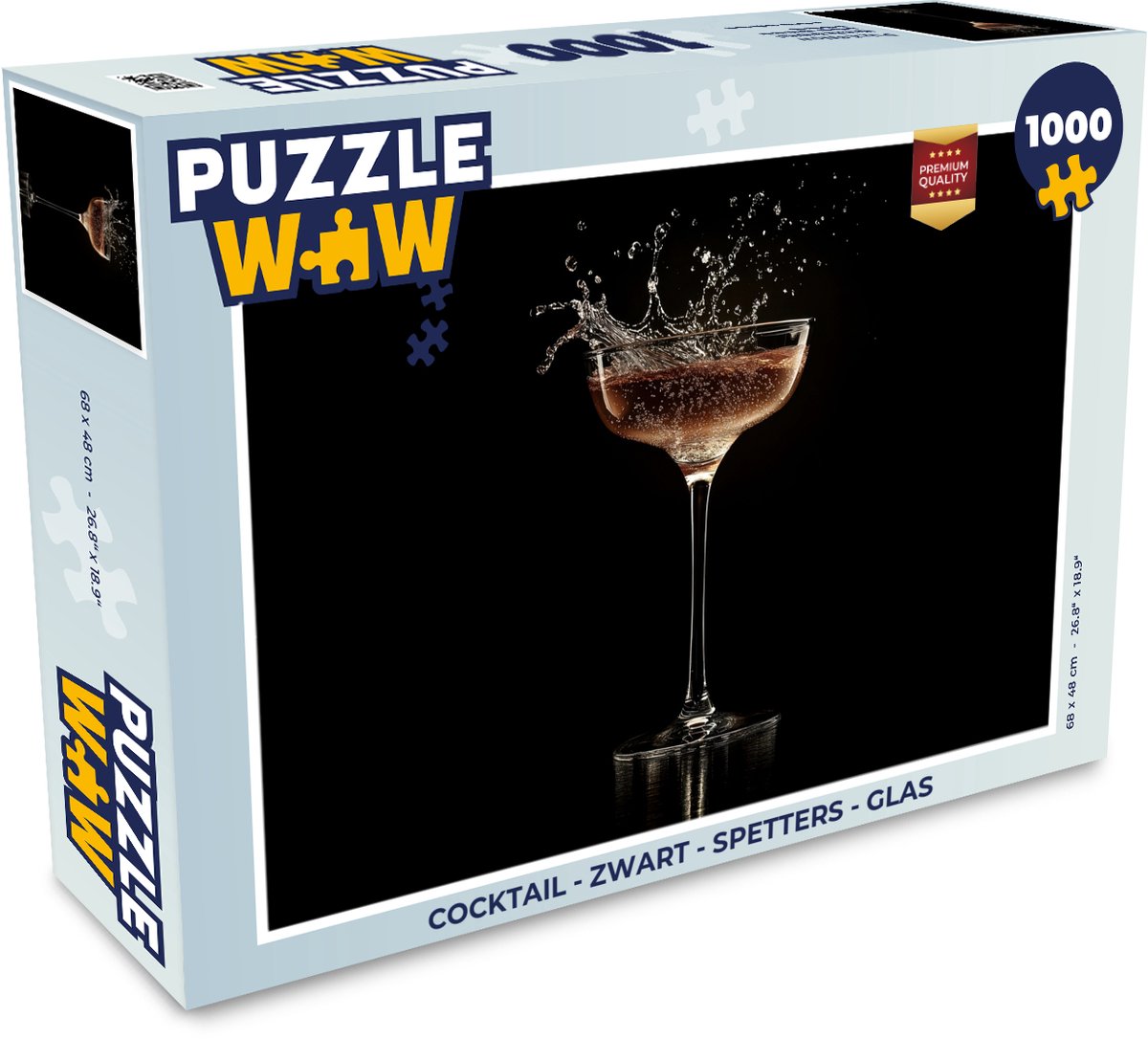 Puzzel Cocktail - Zwart - Spetters - Glas - Legpuzzel - Puzzel 1000 stukjes volwassenen