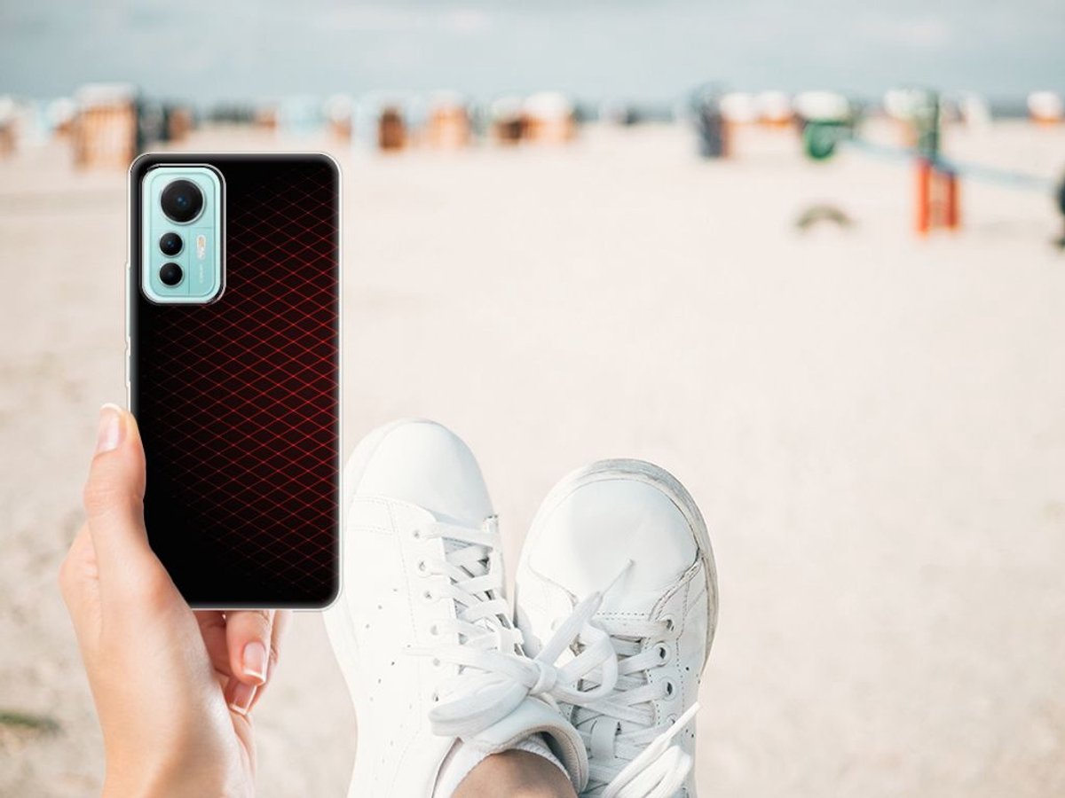 Xiaomi 12 Lite TPU bumper Geruit Rood