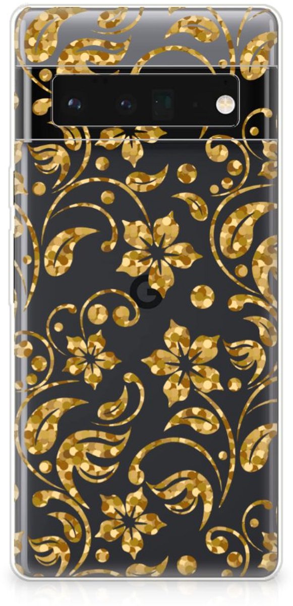 Google Pixel 6 Pro TPU Case Gouden Bloemen