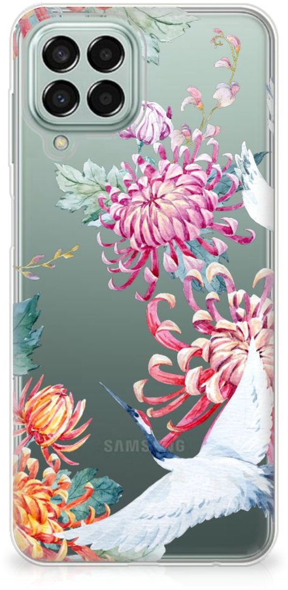 Samsung Galaxy M33 TPU Hoesje Bird Flowers