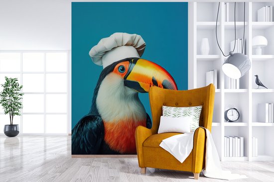 Behang - Fotobehang Toekan - Papegaai - Vogel - Koksmuts - Breedte 160 cm x hoogte 220 cm