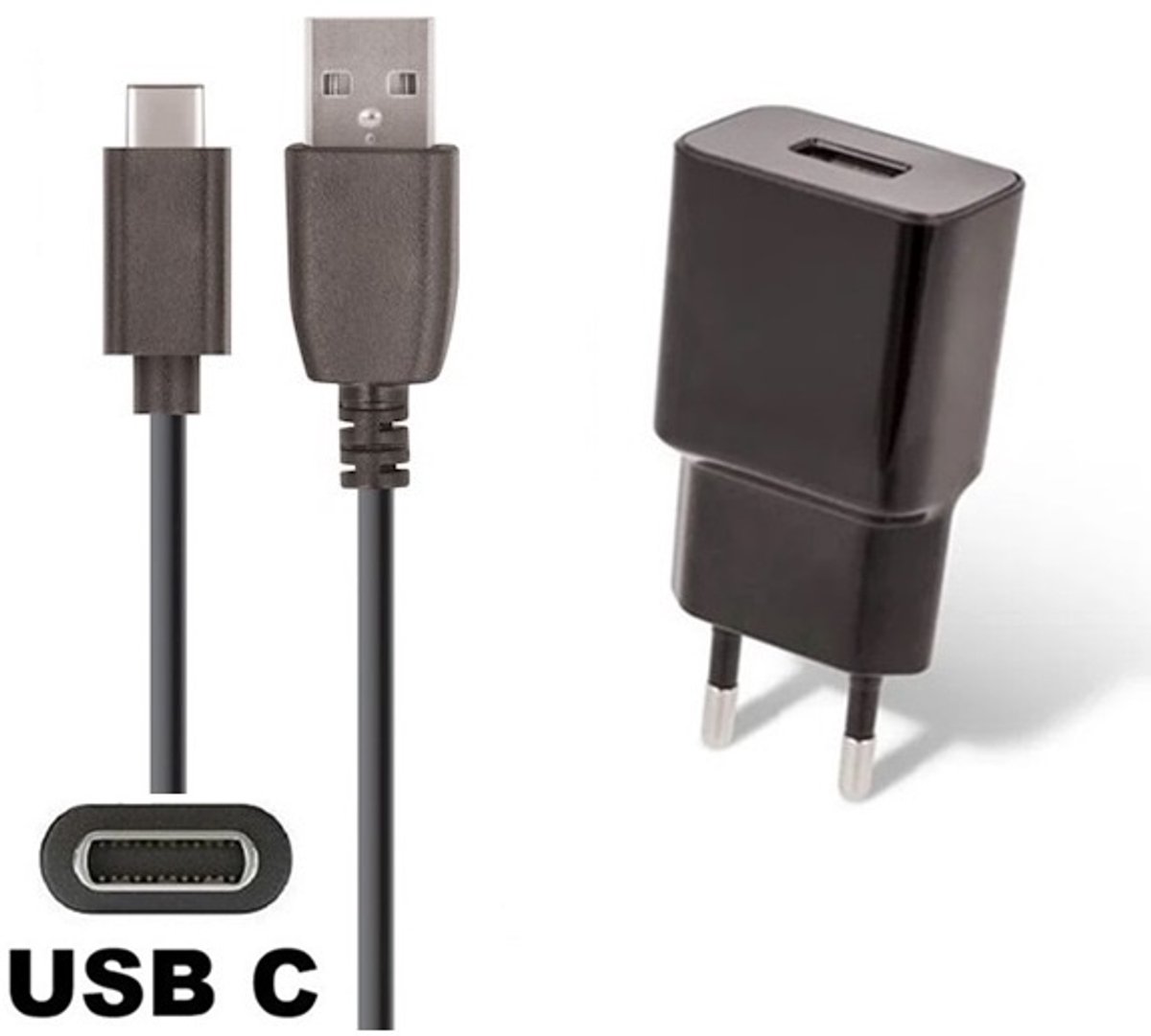OneOne 2A lader + 0,50m standaard USB C kabel. Oplader adapter past op Xiaomi Redmi 8, 8A, 9, 9T, 10, 10X, Note 7 / 9S / 9T / 10, K20, K30 (Pro / Ultra / Prime), Poco C40, F1, F2, F3, M2, M3, M5, M5s, X2, X3, X4, X4 (GT / Pro)