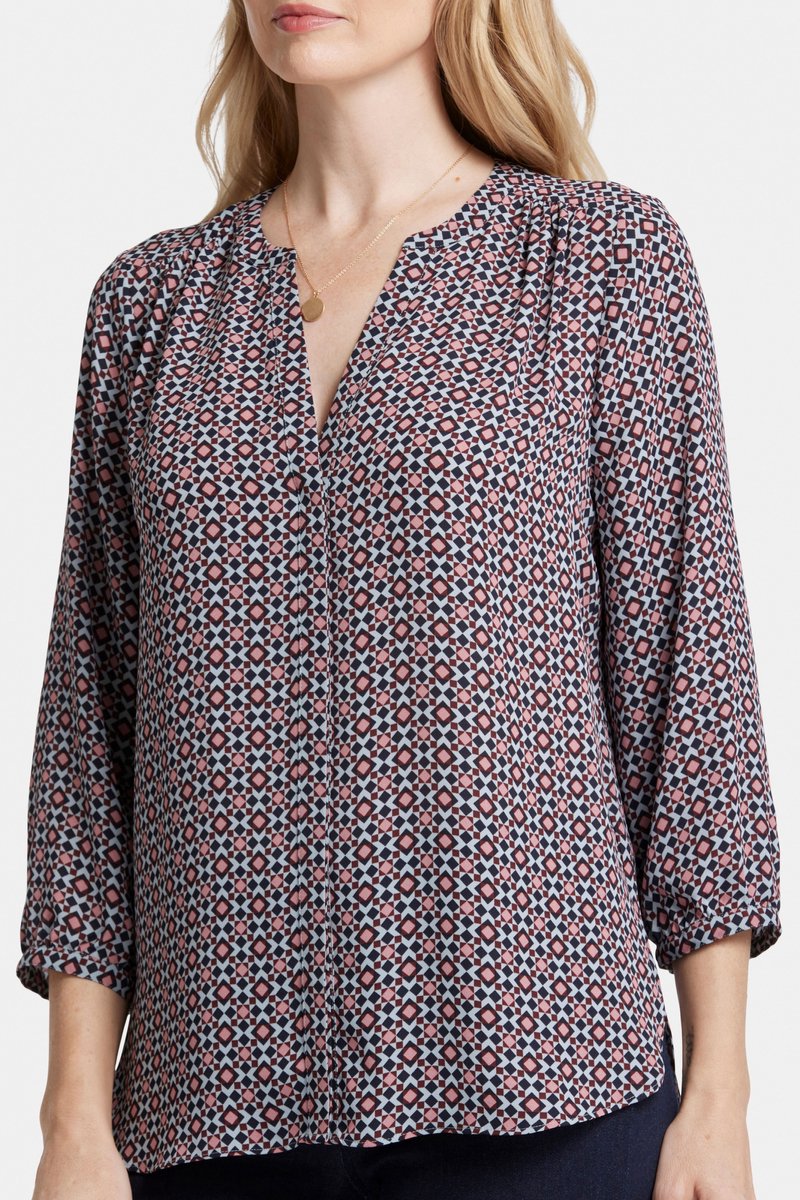 Pintuck Blouse Grafische Print