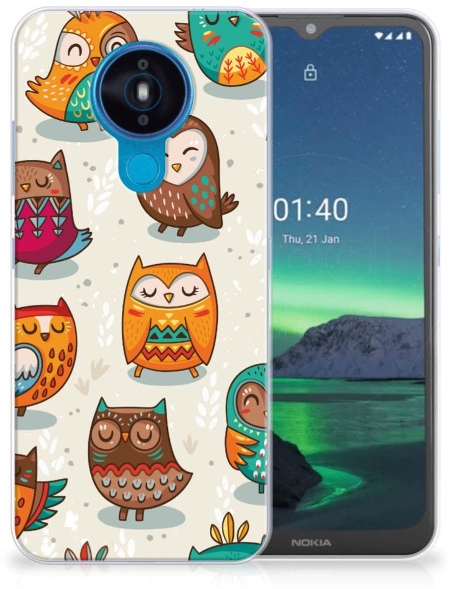 Nokia 1.4 TPU Hoesje Vrolijke Uilen