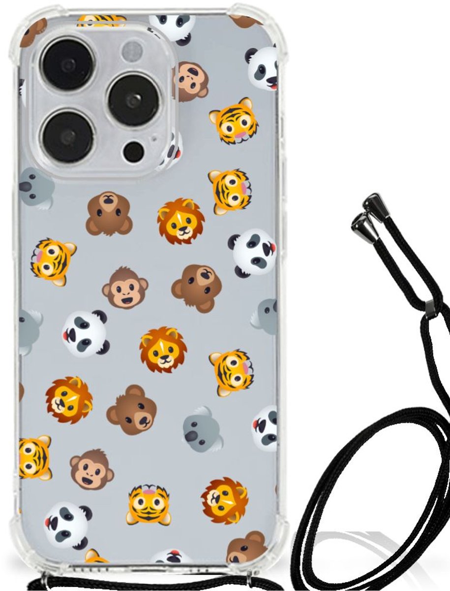 Doorzichtige Silicone Hoesje voor iPhone 14 Pro Dieren Emojis