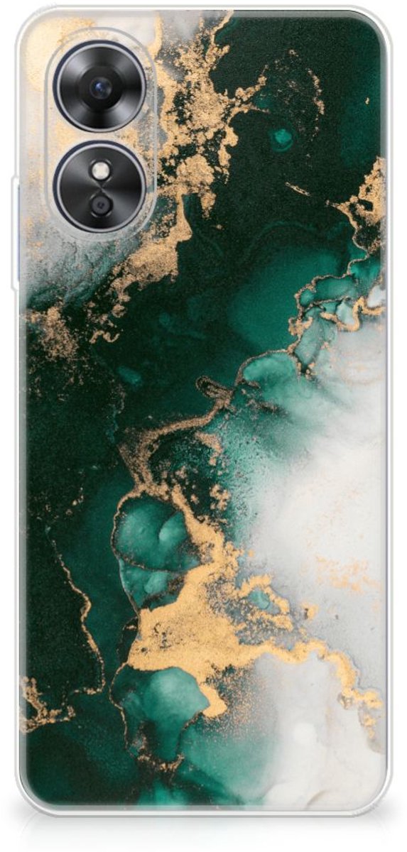 TPU Siliconen Hoesje voor OPPO A17 Marmer Groen