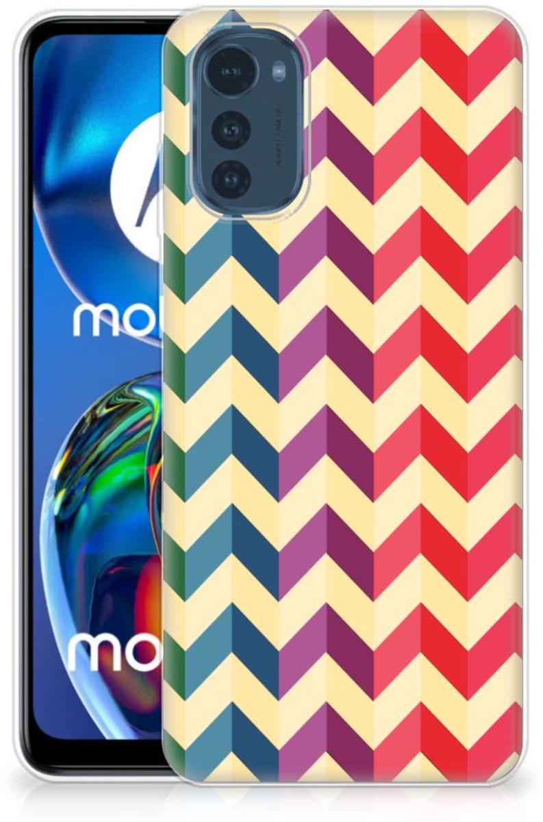 Back Cover voor Motorola Moto E32/E32s TPU bumper Zigzag Multi Color