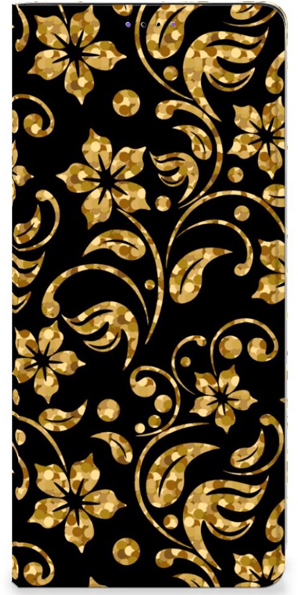 Samsung Galaxy A22 5G Smart Cover Gouden Bloemen