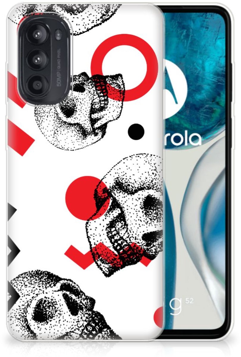 Silicone Back Case Motorola Moto G52/G82 Skull Red