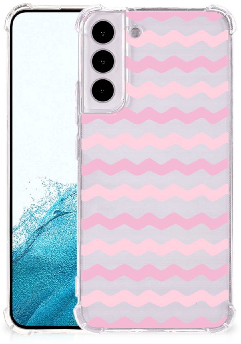 Samsung Galaxy S22 Plus Doorzichtige Silicone Hoesje Waves Roze