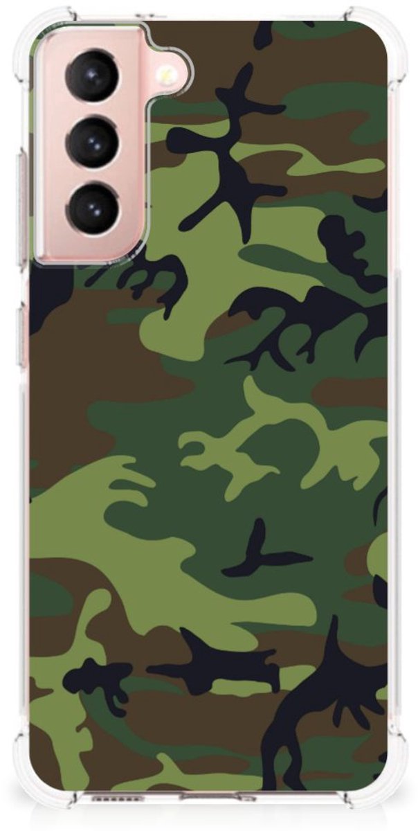 Samsung Galaxy S21 FE Doorzichtige Silicone Hoesje Army Dark