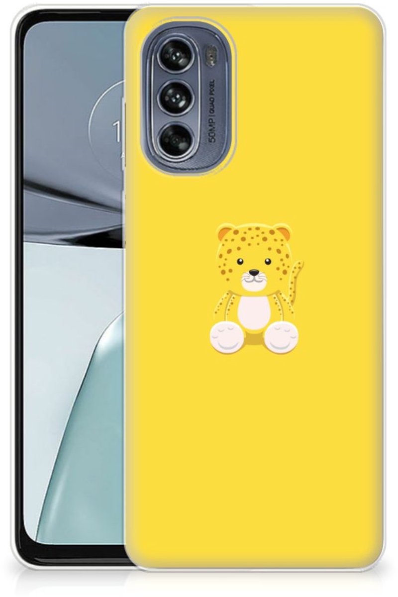 Motorola Moto G62 5G Telefoonhoesje met Naam Baby Leopard