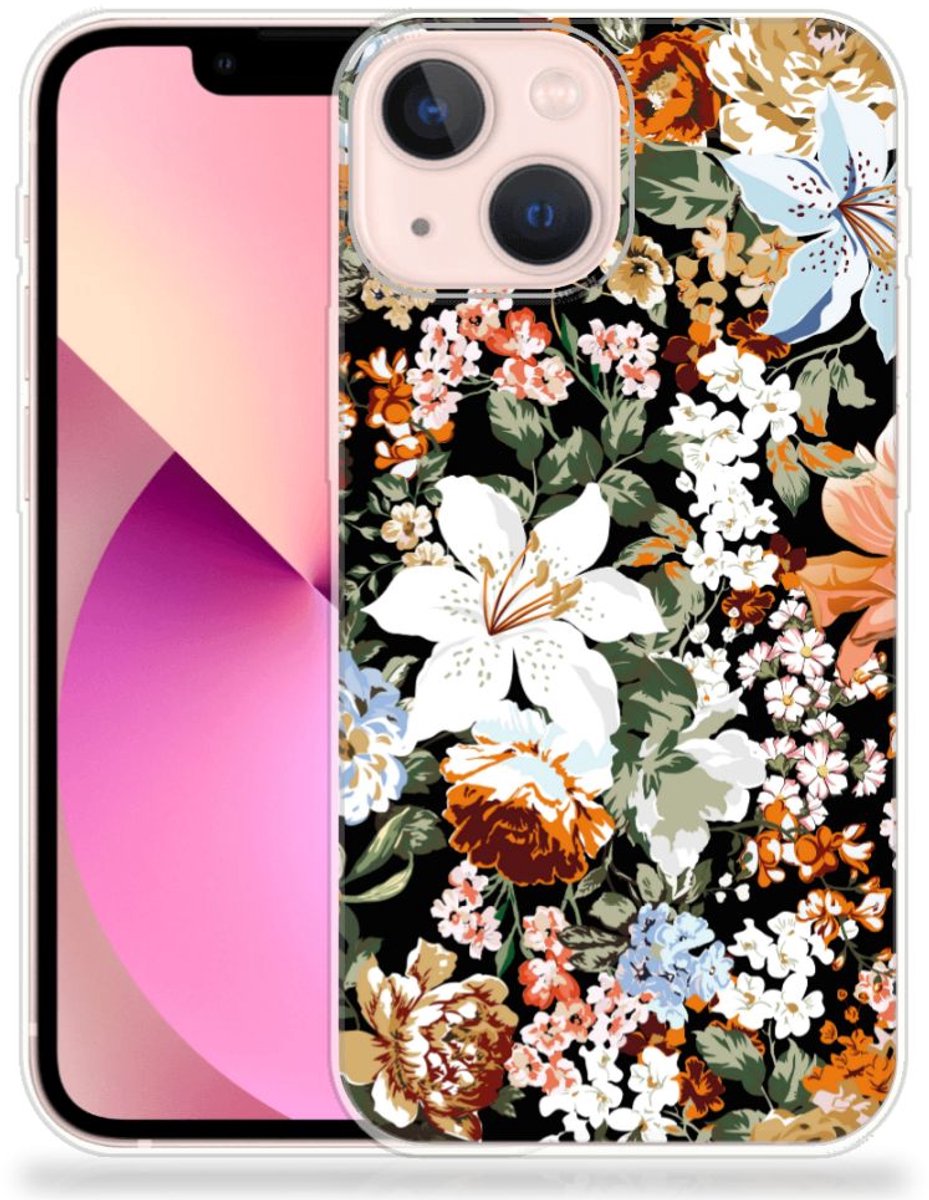 TPU Case voor iPhone 13 mini Dark Flowers