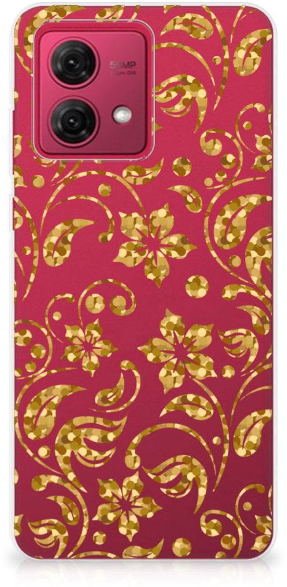 Motorola Moto G84 TPU Case Gouden Bloemen