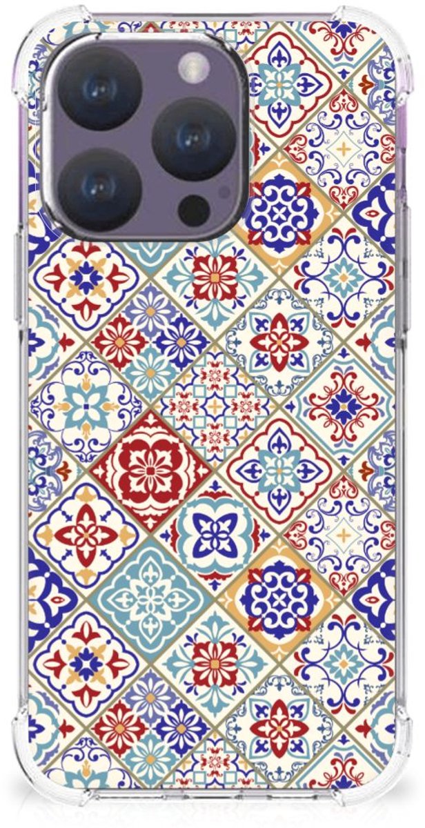 iPhone 15 Pro Anti-Shock Hoesje Tiles Color