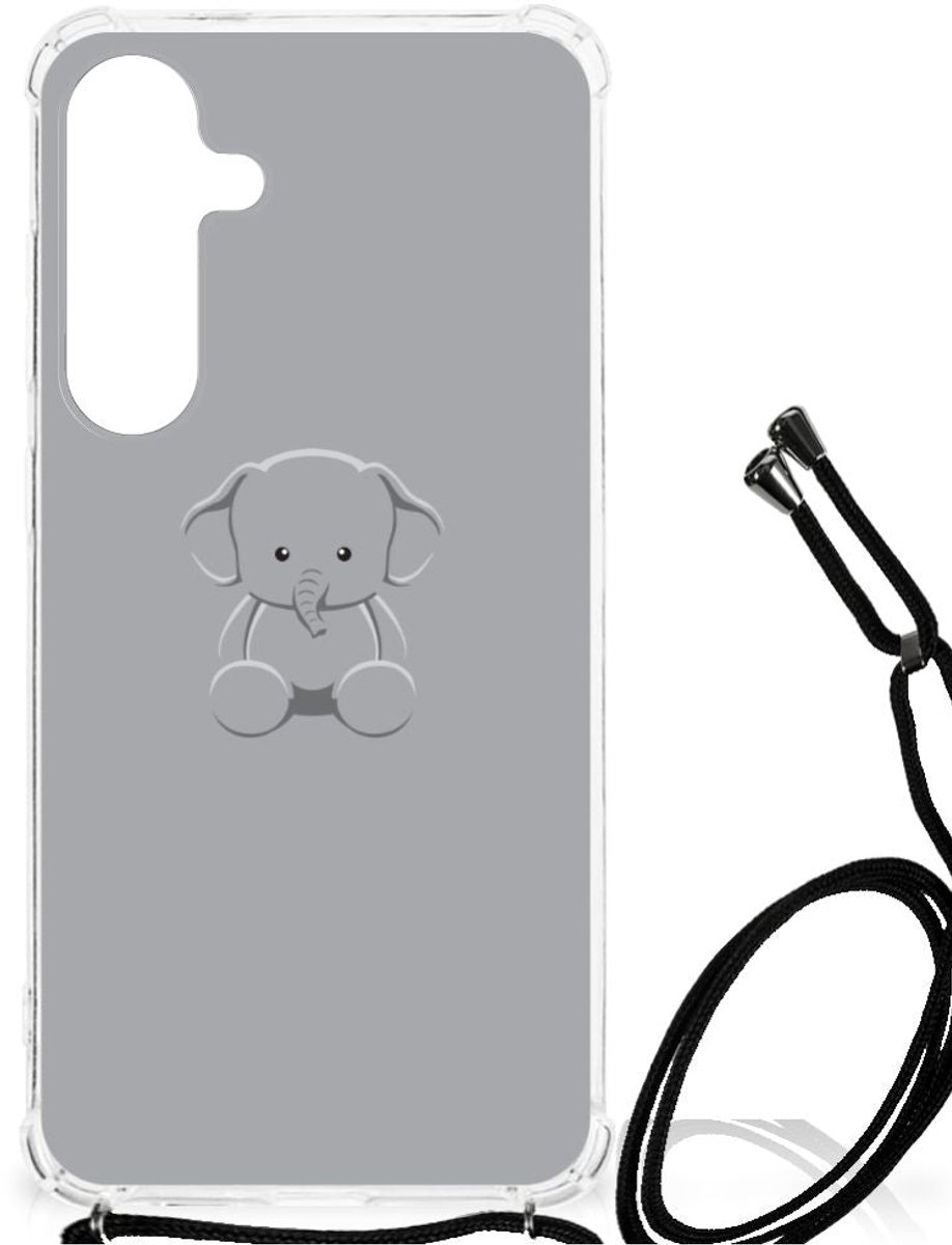 Samsung Galaxy S24 Plus Stevig Bumper Hoesje Grijs Baby Olifant