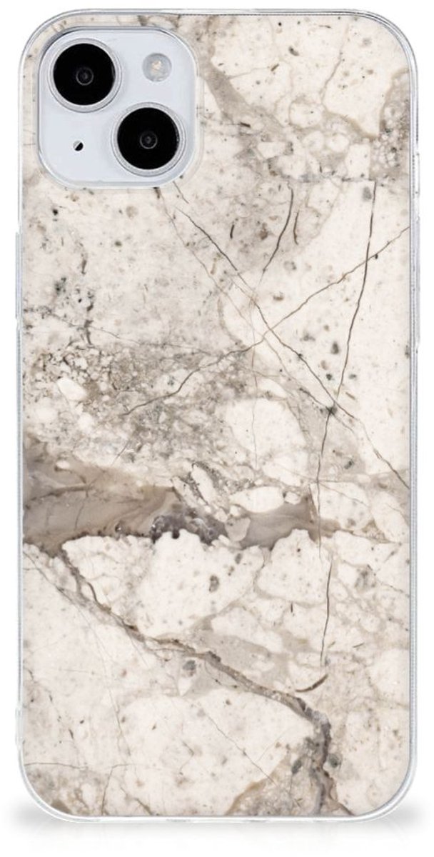 iPhone 15 TPU Siliconen Hoesje Marmer Beige