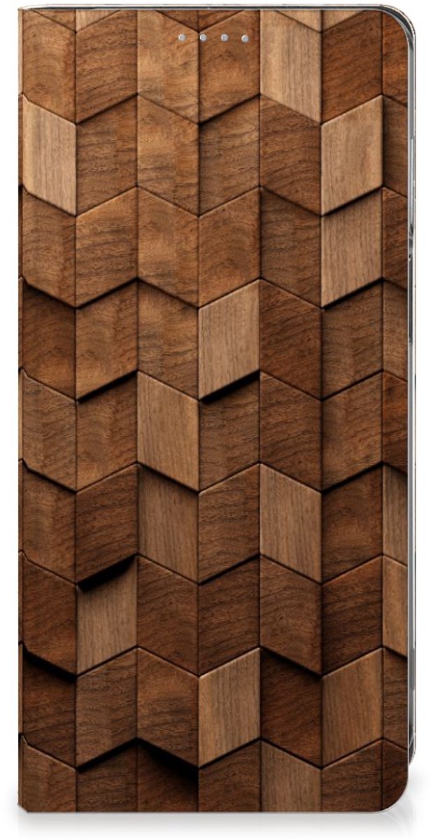Book Wallet Case voor Motorola Moto G62 5G Wooden Cubes