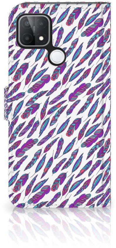 Coque de téléphone OPPO A15 Flip Cover Plumes Couleur