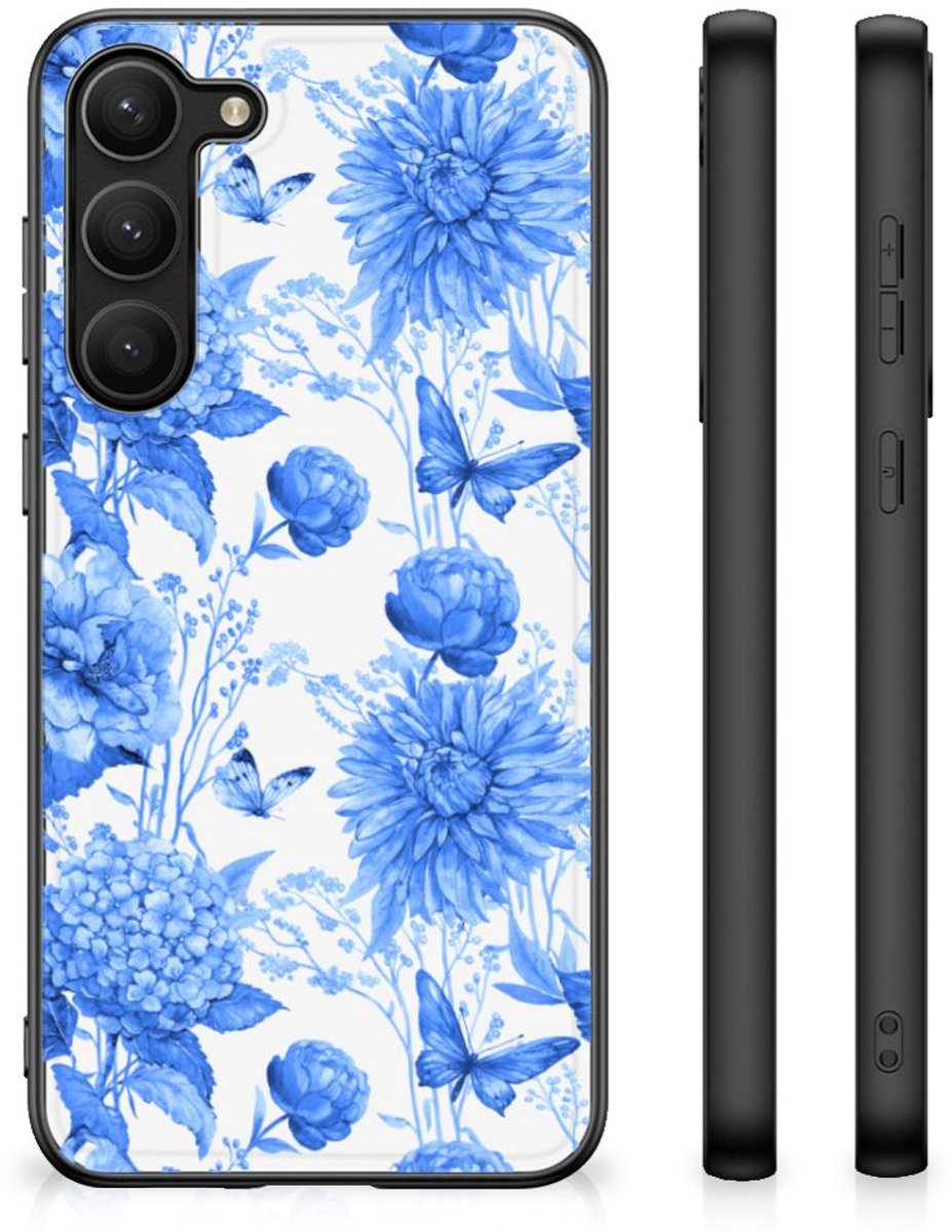 Bloemen Hoesje voor Samsung Galaxy S23 Plus Flowers Blue
