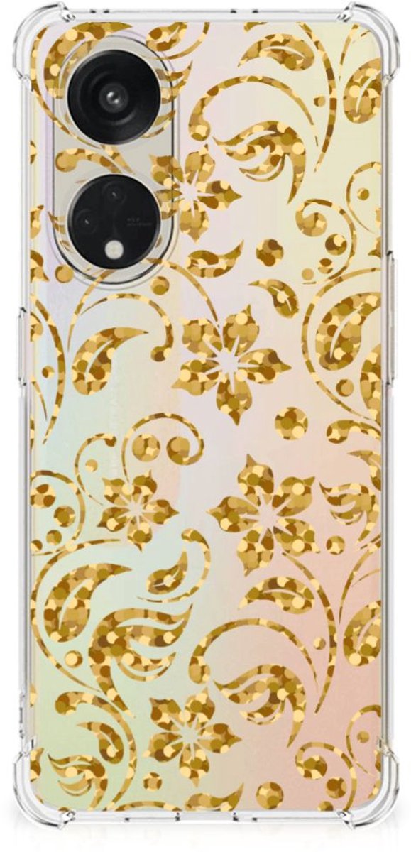 OPPO A98 Case Gouden Bloemen