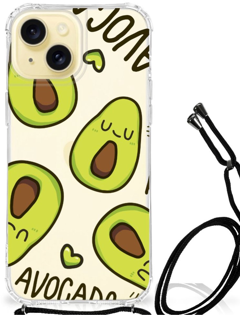 Apple iPhone 15 Stevig Bumper Hoesje Avocado Singing
