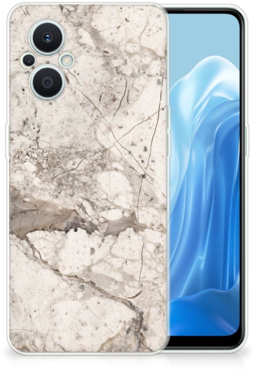 OPPO Reno8 Lite TPU Siliconen Hoesje Marmer Beige