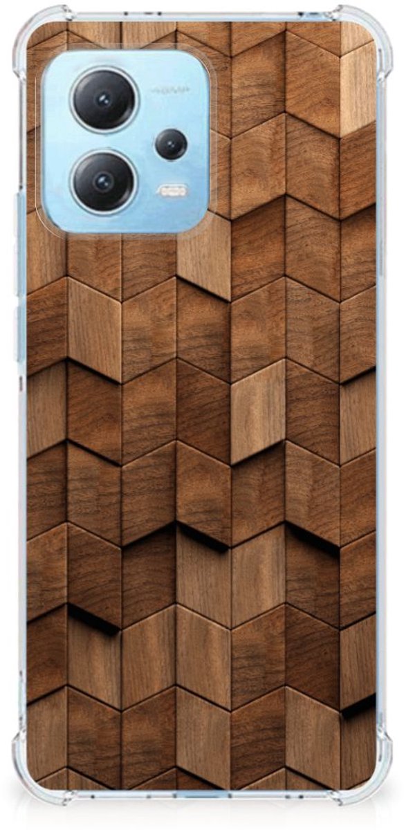 Stevig Telefoonhoesje voor Xiaomi Redmi Note 12 5G Wooden Cubes