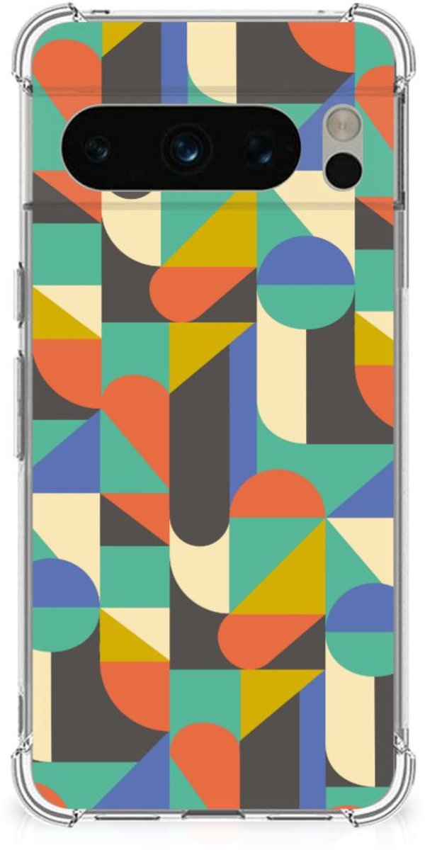 Google Pixel 8 Pro Doorzichtige Silicone Hoesje Funky Retro