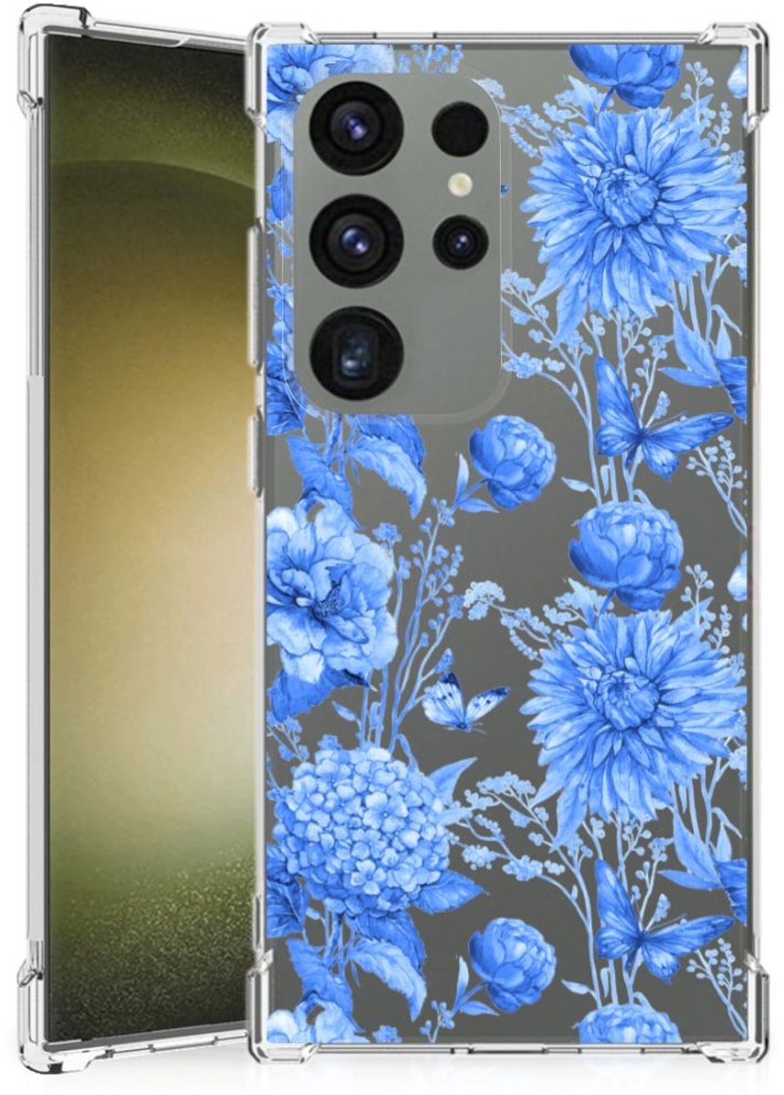Case voor Samsung Galaxy S24 Ultra Flowers Blue