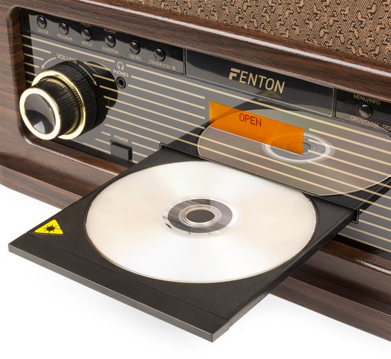 Retro platenspeler Bluetooth - Fenton Memphis - Met FM en DAB radio - Cassette speler - Donkerbruin — afbeelding 5
