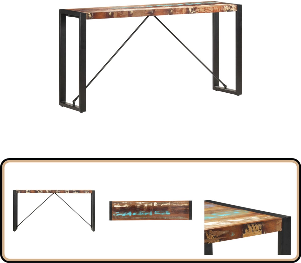 vidaXL Wandtafel - 150x35x76 - cm - massief - gerecycled - hout Multikleur