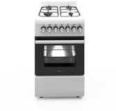 Wiggo - WO-E505R(WW) - Vrijstaand - Gasfornuis - 50 cm - 52 Liter - 4 pitten - Energieklasse A - 5 jaar garantie - Wit