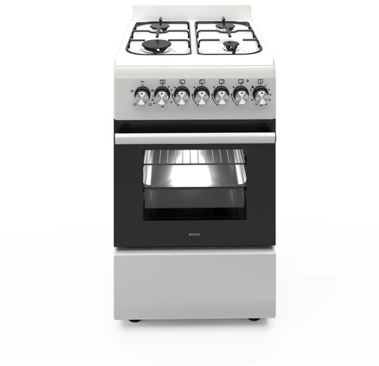 Wiggo WO-E505R(WW) - Serie 5 - 50 cm - Gasfornuis met oven - Wit