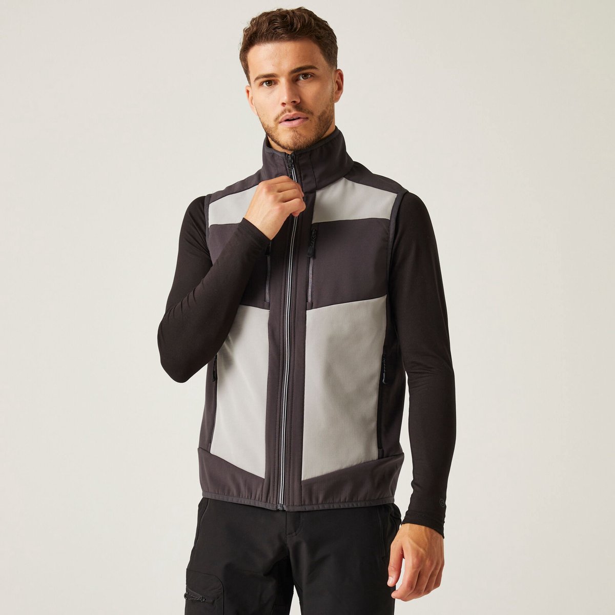 Jas Volwassenen Stretch Softshell Wind- En Waterdicht Hybrid Bodywarmer Grijs