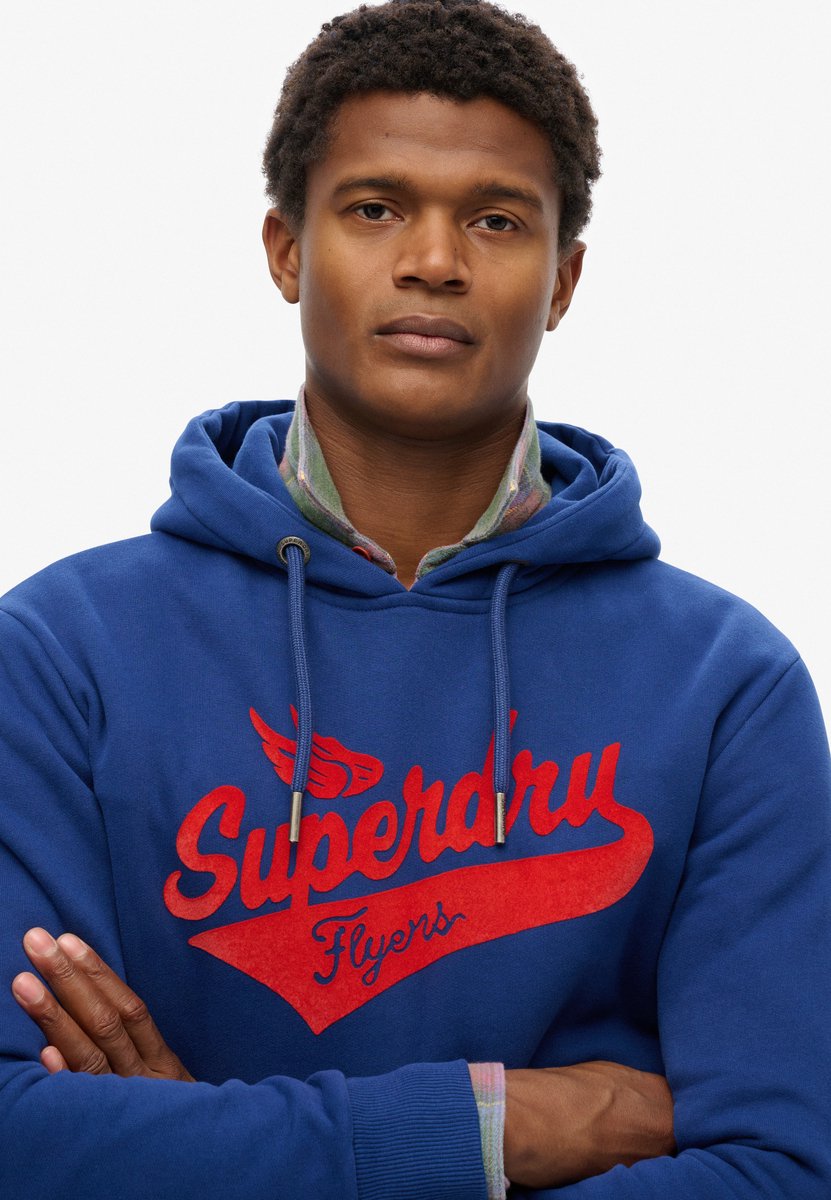 Superdry Flyers Script hoodie Heren Hoodies Marineblauw