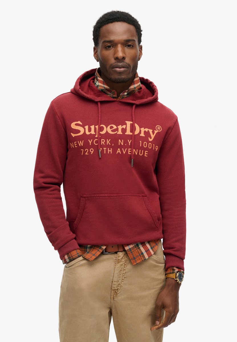 Superdry Venue hoodie met ton sur ton logo Heren Hoodies Rood