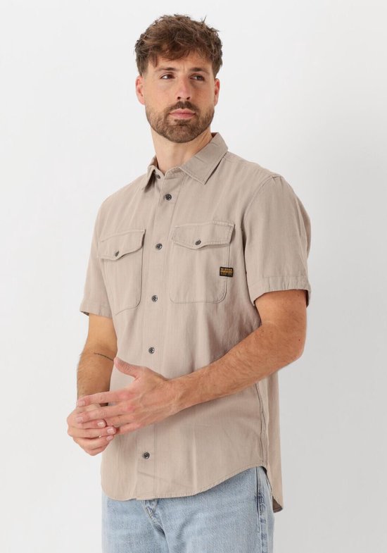 G-Star Raw Marine Slim Shirt S\s Heren Vrijetijds blouse Taupe