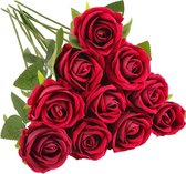 Lot de 10 roses artificielles rouge foncé de 50,8 cm – Fleurs en soie réalistes avec longue tige pour bouquet de mariée, mariage, décoration intérieure, Fête, Hotel et Jardin