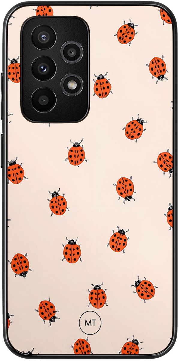 Hoesje geschikt voor Samsung Galaxy A53 - Lieveheerstbeestjes - TPU Hard Case Backcover - Beige - Mooie Telefoonhoesjes