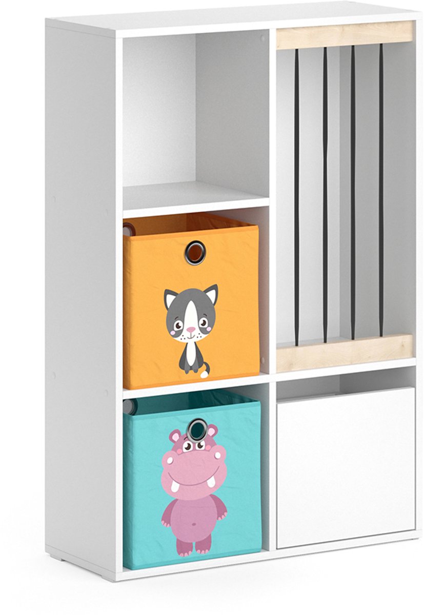 Vicco Luigi Kinderboekenkast – 29.2 x 107.8 cm met 2 vouwboxen opt.1 Wit