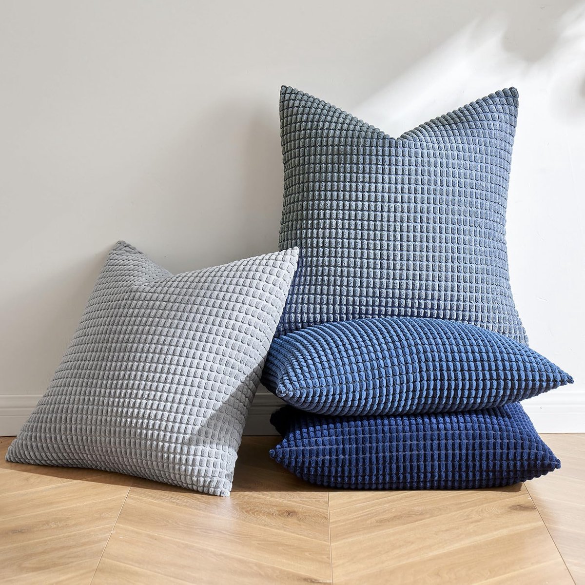 My Ninki ® Set van 4 Luxe Corduroy Kussenhoezen voor Sierkussens in Diverse Stijlvolle Kleuren