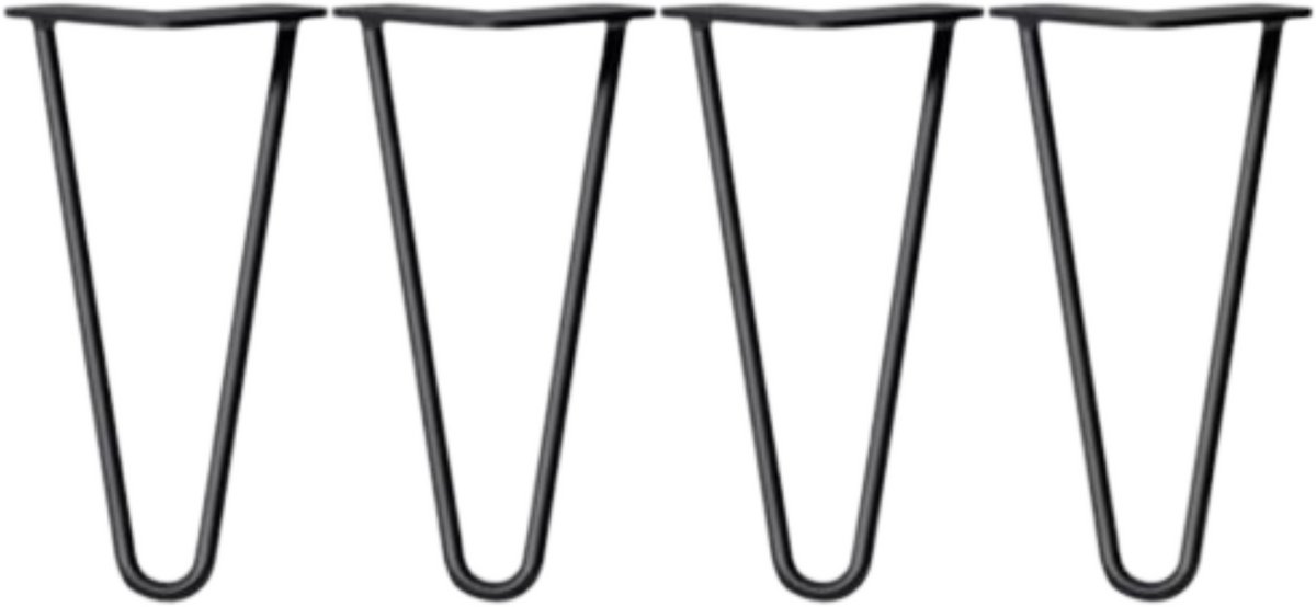 Bolt Edge Metalen Tafelpoten 25 cm - Industrieel Haarspeld Design - Voor Koffietafels, Bank & Bureau - Sterk & Stijlvol Zwart