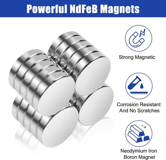 Magneter Extra Strong Neodymium Magnets 20 x 3 mm Round for Refrigerator ...