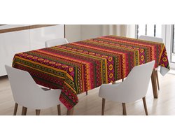 New Bed Azteeks Vintage Peruaanse Motieven Rechthoekig tafelkleed voor eetkamer en keuken, zeer duurzaam 140 cm B x 200 cm L